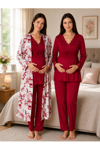 Effortt 8094 Vişne Lohusa Hamile Pijama Takım Sabahlık Effortt 8094 Vişne Lohusa Hamile Pijama Takım Sabahlık